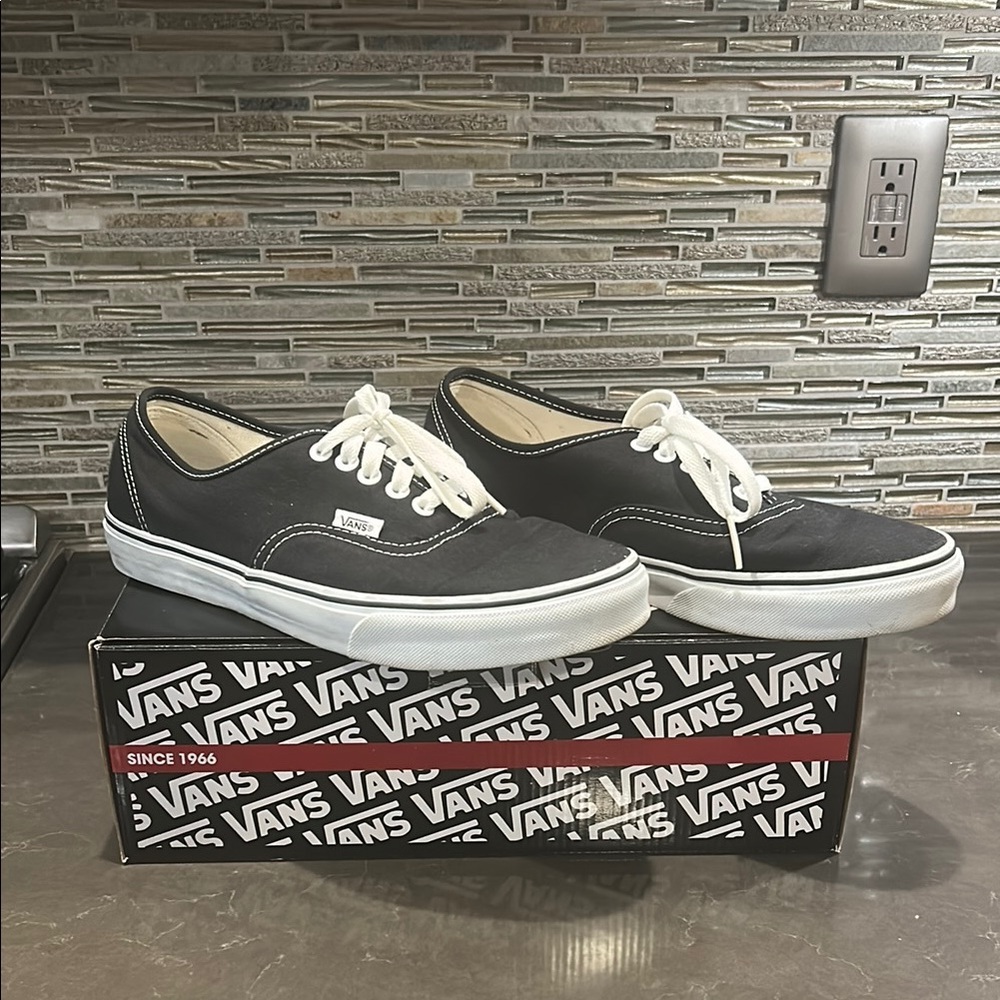 Vans Black and White Canvas Sneakers Iconic Skate Style